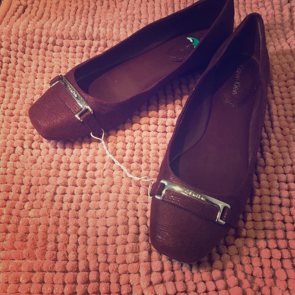 Calvin Klein Shoes - [Calvin Klein] Burgundy leather Flats. Size 7.5